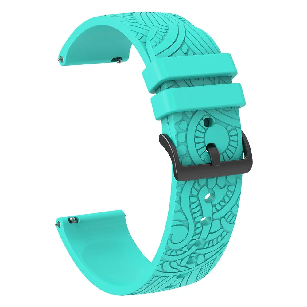 For Garmin Vivomove / Samsung Gear Sport / Pebble 2 / Huawei Watch 2 Patten Silicone Strap 20mm Watchband - Mint Green - 1