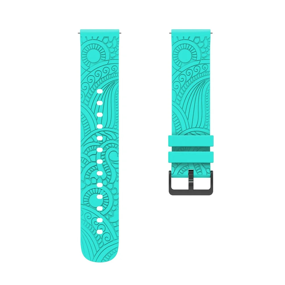 For Garmin Vivomove / Samsung Gear Sport / Pebble 2 / Huawei Watch 2 Patten Silicone Strap 20mm Watchband - Mint Green - 3