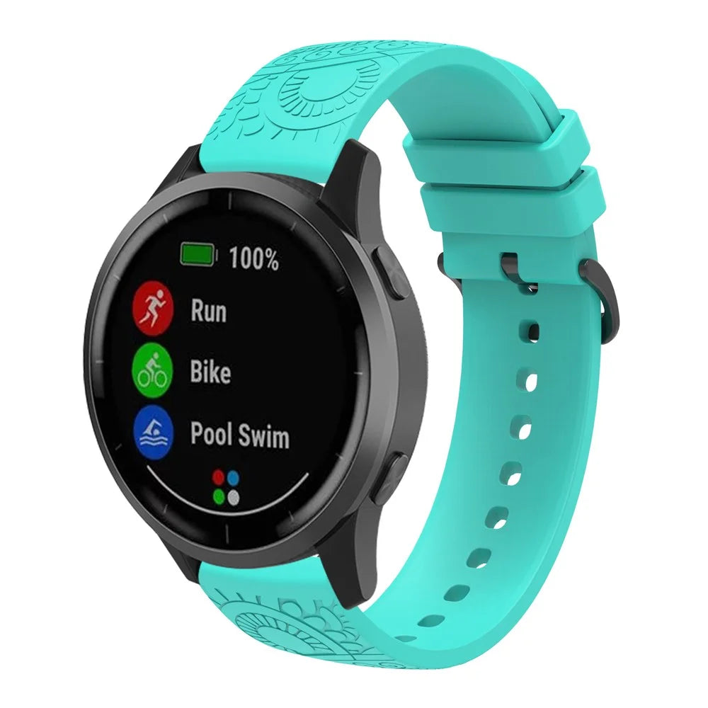 For Garmin Vivomove / Samsung Gear Sport / Pebble 2 / Huawei Watch 2 Patten Silicone Strap 20mm Watchband - Mint Green - 4