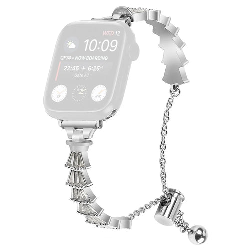 Watch Strap for Apple Watch Series 11 10 42mm / 9 8 7 41mm / SE3 SE2 SE 6 5 4 40mm / 3 2 1 38mm Metal Strap Jewelry Silver Watchband - 1