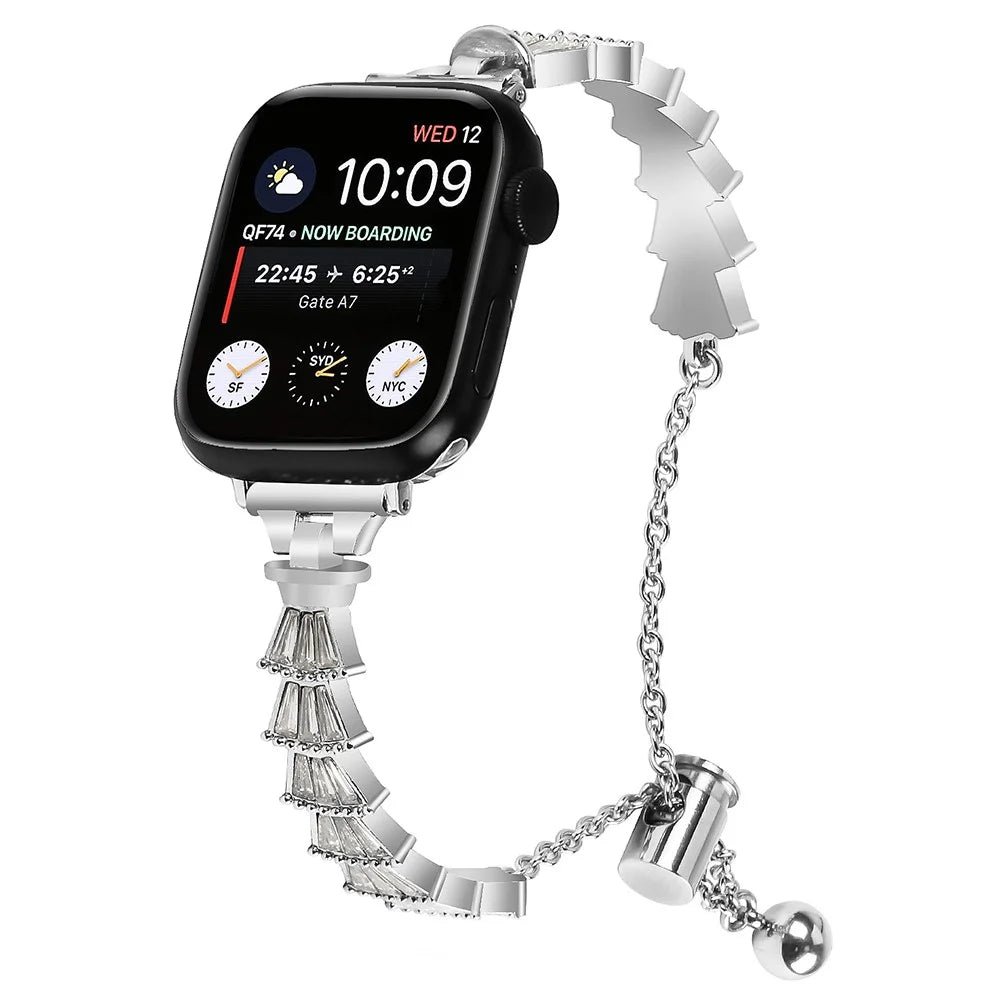 Watch Strap for Apple Watch Series 11 10 42mm / 9 8 7 41mm / SE3 SE2 SE 6 5 4 40mm / 3 2 1 38mm Metal Strap Jewelry Silver Watchband - 2