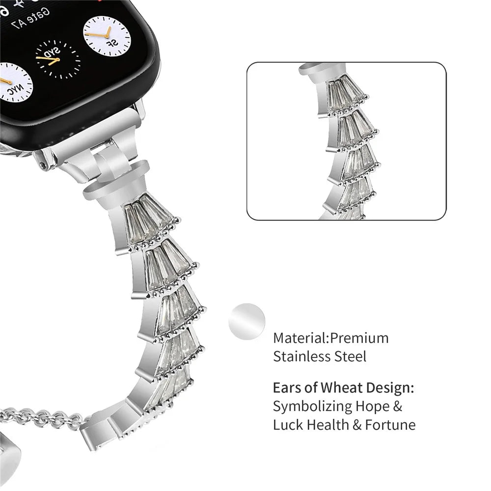 Watch Strap for Apple Watch Series 11 10 42mm / 9 8 7 41mm / SE3 SE2 SE 6 5 4 40mm / 3 2 1 38mm Metal Strap Jewelry Silver Watchband - 3