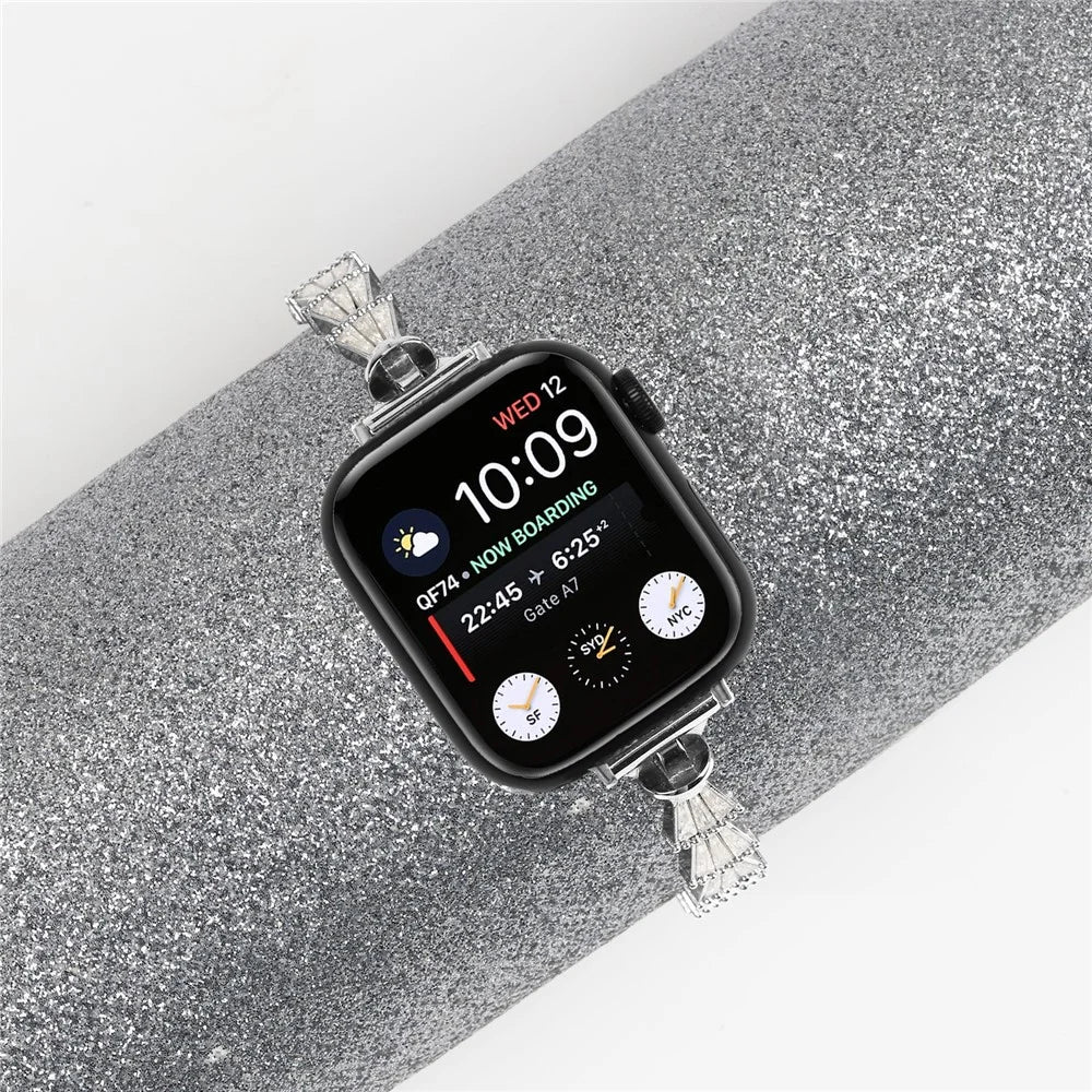 Watch Strap for Apple Watch Series 11 10 42mm / 9 8 7 41mm / SE3 SE2 SE 6 5 4 40mm / 3 2 1 38mm Metal Strap Jewelry Silver Watchband - 5