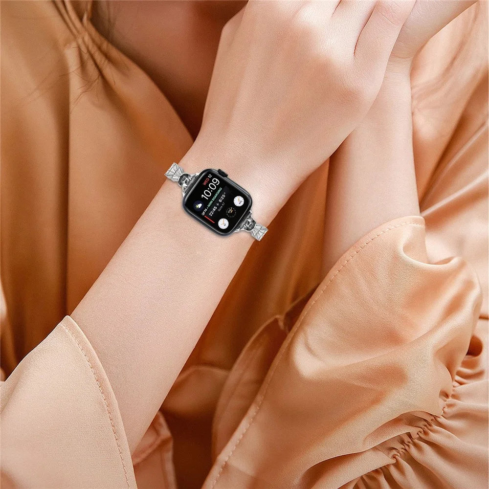Watch Strap for Apple Watch Series 11 10 42mm / 9 8 7 41mm / SE3 SE2 SE 6 5 4 40mm / 3 2 1 38mm Metal Strap Jewelry Silver Watchband - 6