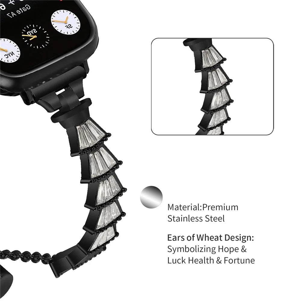 Watch Strap for Apple Watch Series 11 10 42mm / 9 8 7 41mm / SE3 SE2 SE 6 5 4 40mm / 3 2 1 38mm Wstch Band Jewelry Bracelet Strap - Black - 3