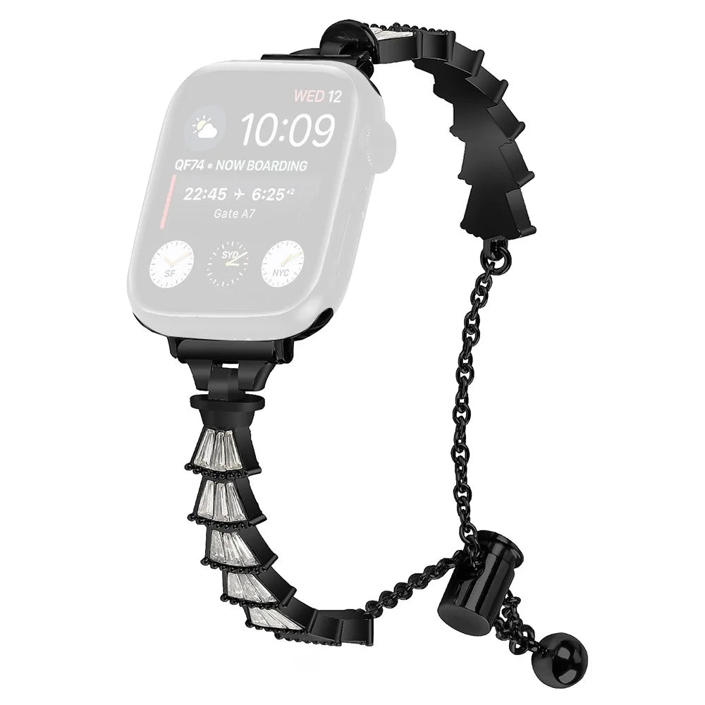 For Apple Watch Ultra 3 2 1 49mm / Series 11 10 46mm / 9 8 7 45mm / SE3 SE2 SE 6 5 4 44mm / 3 2 1 42mm Metal Band Watch Strap - Black - 1