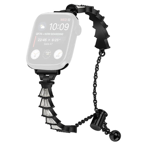 For Apple Watch Ultra 3 2 1 49mm / Series 11 10 46mm / 9 8 7 45mm / SE3 SE2 SE 6 5 4 44mm / 3 2 1 42mm Metal Band Watch Strap - Black - 1