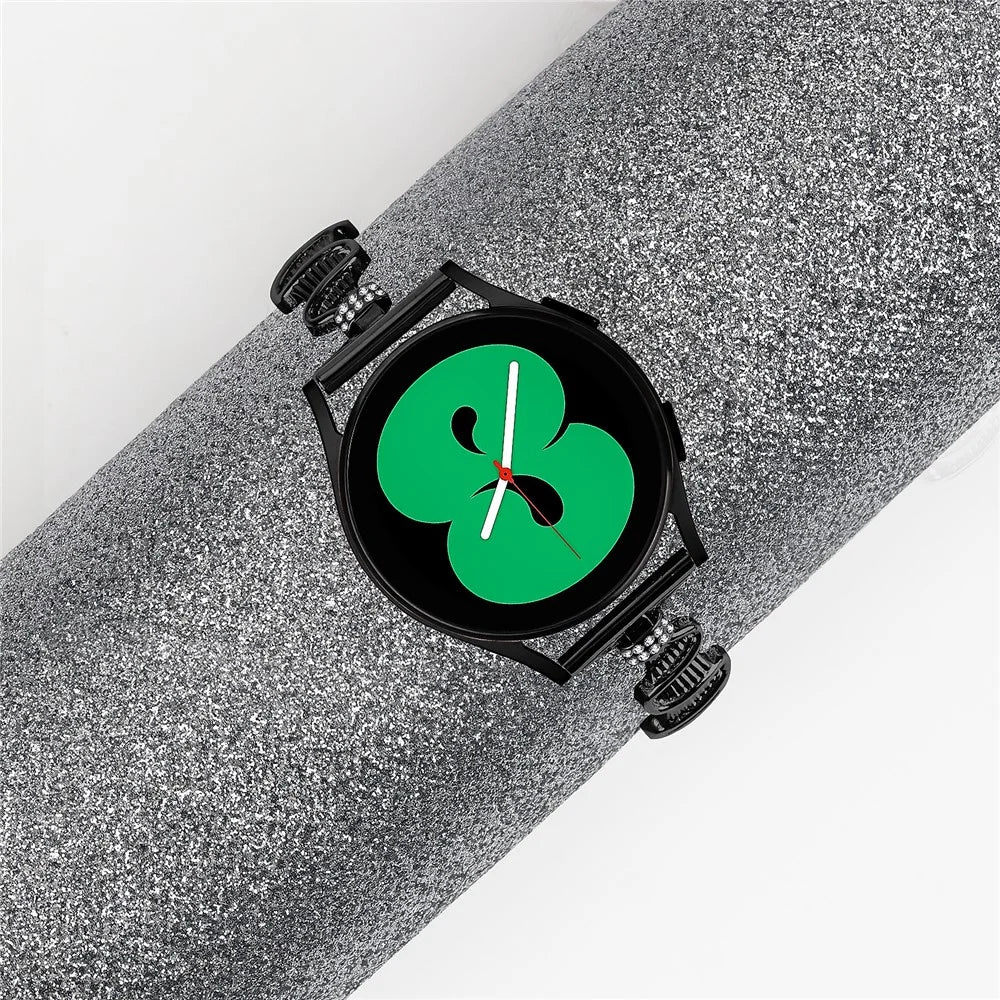 For Samsung Galaxy Watch Active / Active2 40mm / Active2 44mm Rhinestone Decor Stainless Steel Watch Band 20mm Bracelet Strap - Black - 5