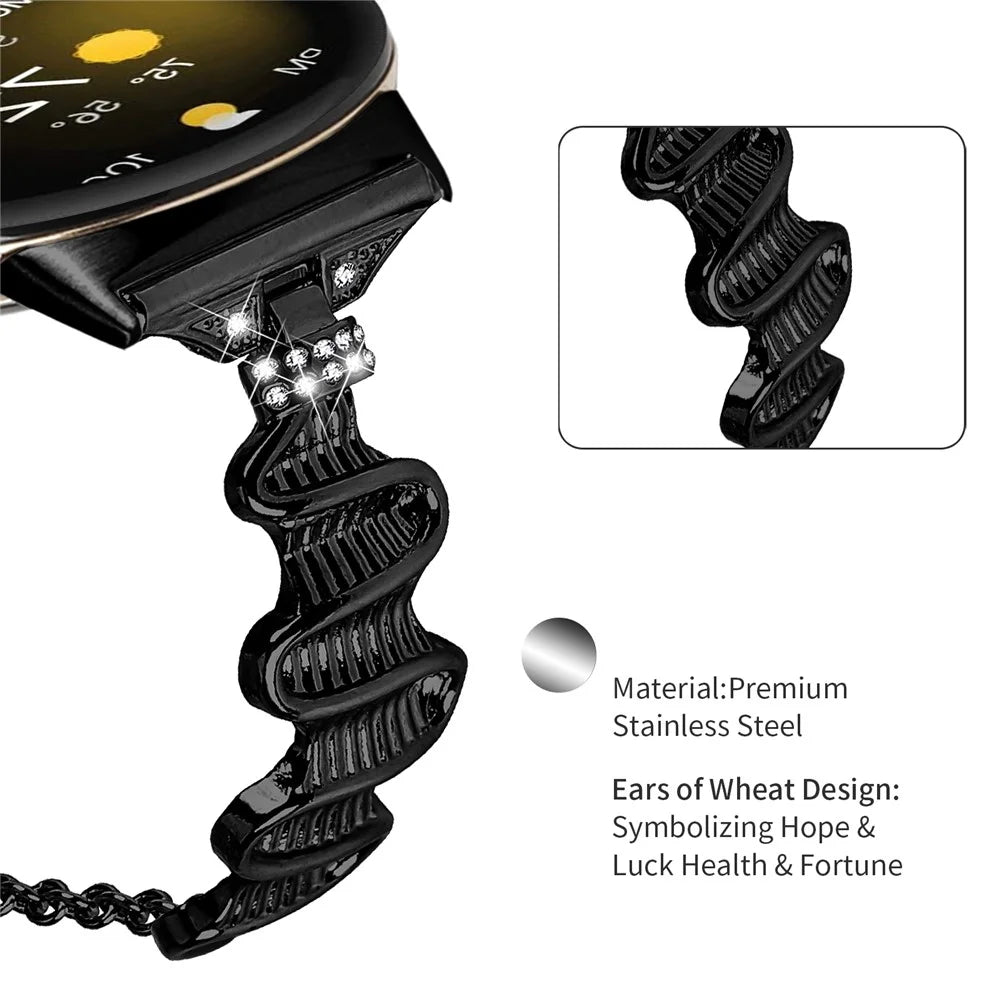 Watch Band for Google Pixel Watch 4 41mm / Watch 3 41mm / Watch 2 / Watch 20mm Replacement Watch Bracelet Rhinestone Decor Stainless Steel Strap - Black - 3