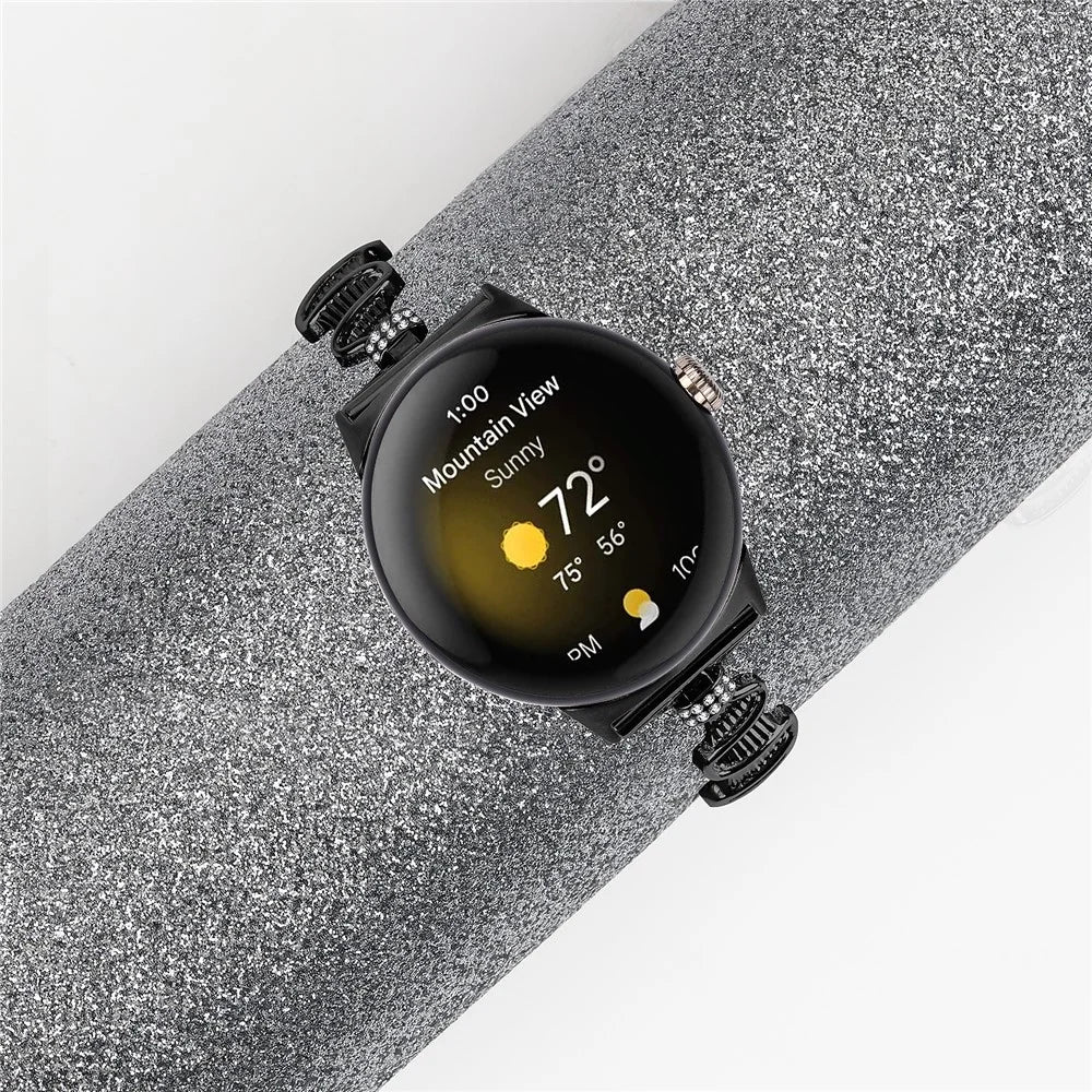 Watch Band for Google Pixel Watch 4 41mm / Watch 3 41mm / Watch 2 / Watch 20mm Replacement Watch Bracelet Rhinestone Decor Stainless Steel Strap - Black - 5