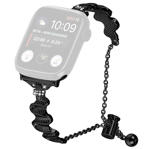 Watch Strap for Apple Watch Series 11 10 42mm / 9 8 7 41mm / SE3 SE2 SE 6 5 4 40mm / 3 2 1 38mm Alloy Strap Bracelet Watchband - Black - 1