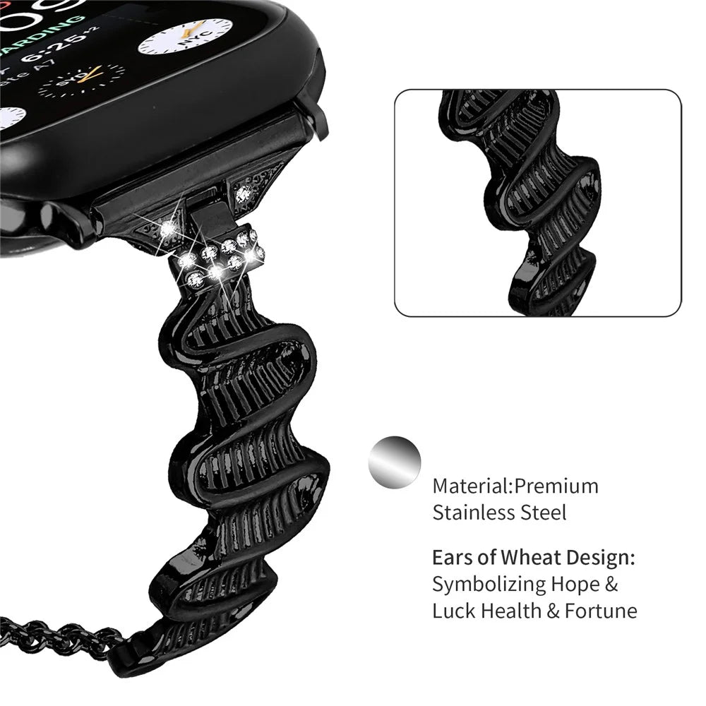 Watch Strap for Apple Watch Series 11 10 42mm / 9 8 7 41mm / SE3 SE2 SE 6 5 4 40mm / 3 2 1 38mm Alloy Strap Bracelet Watchband - Black - 3