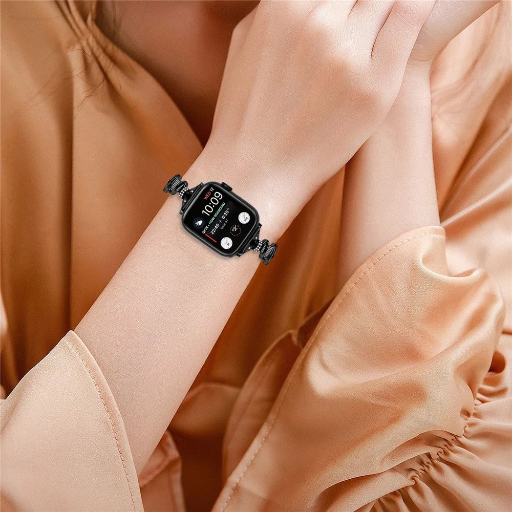 Watch Strap for Apple Watch Series 11 10 42mm / 9 8 7 41mm / SE3 SE2 SE 6 5 4 40mm / 3 2 1 38mm Alloy Strap Bracelet Watchband - Black - 6