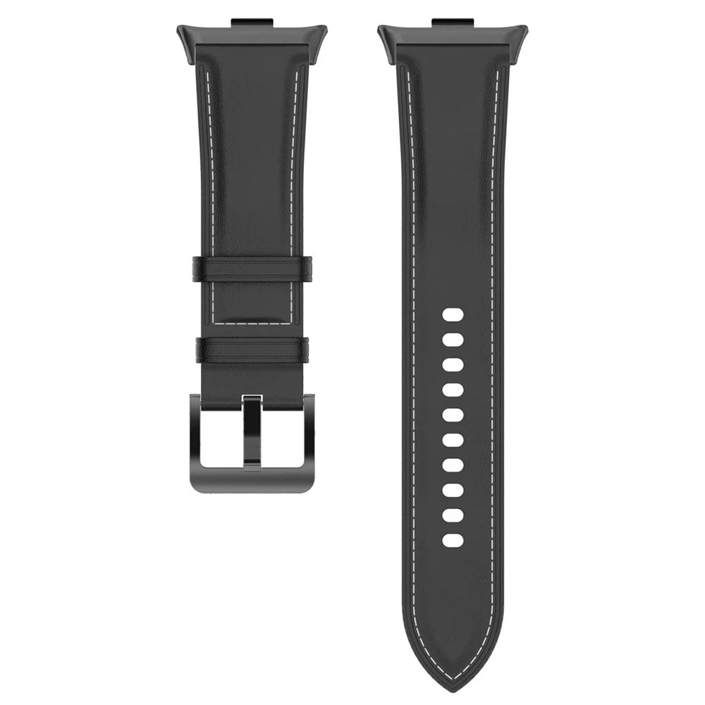 For Xiaomi Smart Band 10 Pro / 9 Pro / 8 Pro / Redmi Watch 6 / 5 / 4 Watch Band Genuine Cowhide Leather Buckle Watch Strap - Black - 3