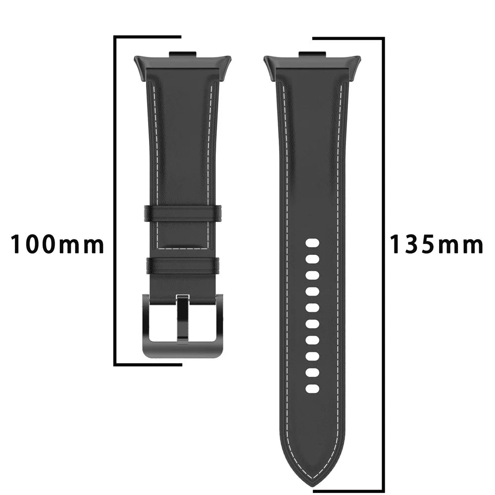 For Xiaomi Smart Band 10 Pro / 9 Pro / 8 Pro / Redmi Watch 6 / 5 / 4 Watch Band Genuine Cowhide Leather Buckle Watch Strap - Black - 4