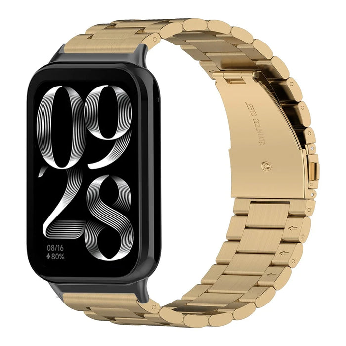 Stainless Steel Watch Strap for Xiaomi Smart Band 10 Pro / 9 Pro / 8 Pro / Redmi Watch 6 / 5 / 4 Watch Band with Tool, Spring Bar - Gold - 3