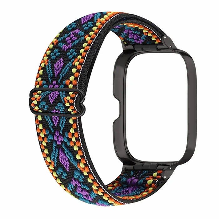 For Xiaomi Redmi Watch 3 Active Nylon Strap with Case Cover Quick Release Elastic Watch Band - Purple - 2