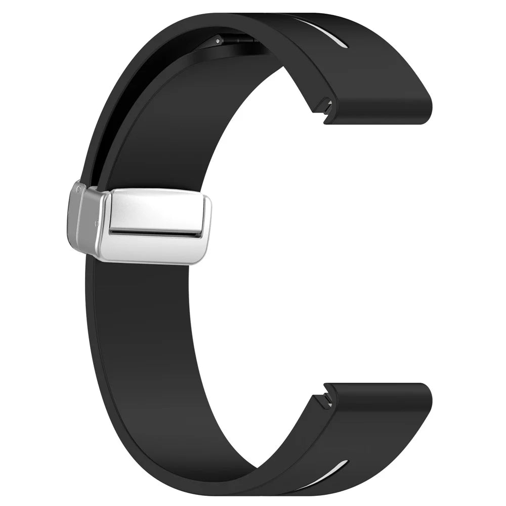For Garmin Descent MK3 43mm / MK3i 43mm /  Fenix 7S / 6S / 5S Magnetic Watchband 20mm Silicone Watch Strap with Silver Buckle - Black / White - 4