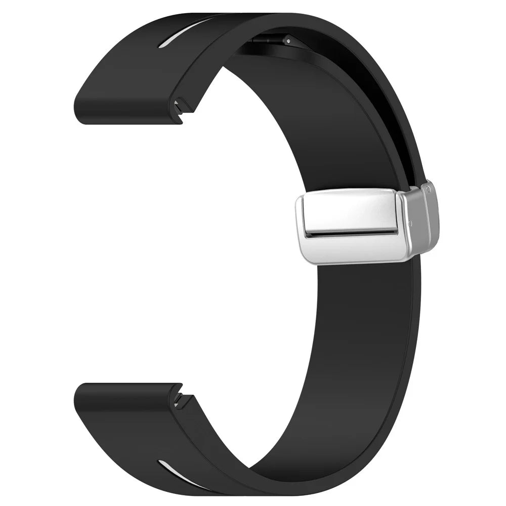 For Garmin Descent MK3 43mm / MK3i 43mm /  Fenix 7S / 6S / 5S Magnetic Watchband 20mm Silicone Watch Strap with Silver Buckle - Black / White - 5