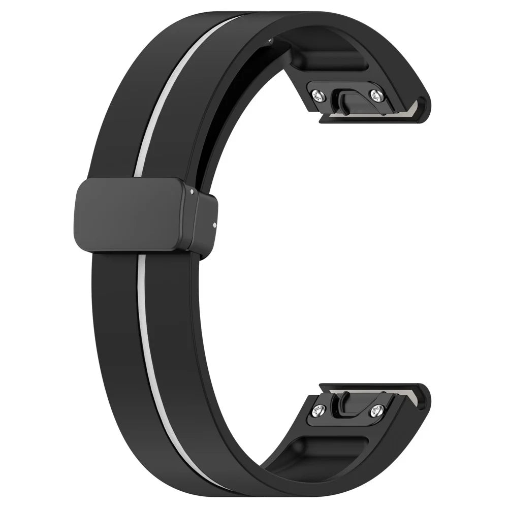 For Garmin Fenix 8 43mm / Descent MK3 43mm / MK3i 43mm /  Fenix 7S / 6S / 5S Dual Color 20mm Silicone Watch Band - Black / White - 2
