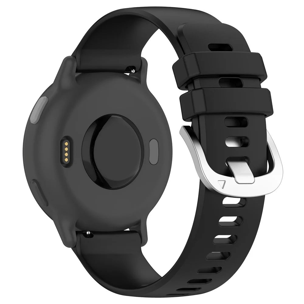 For Garmin vivoactive 5 / GarminActive 5 Watch Band 20mm Silicone Strap with Steel Buckle - Black - 1