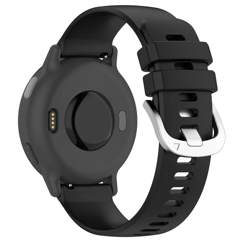 For Garmin vivoactive 5 / GarminActive 5 Watch Band 20mm Silicone Strap with Steel Buckle - Black - 1