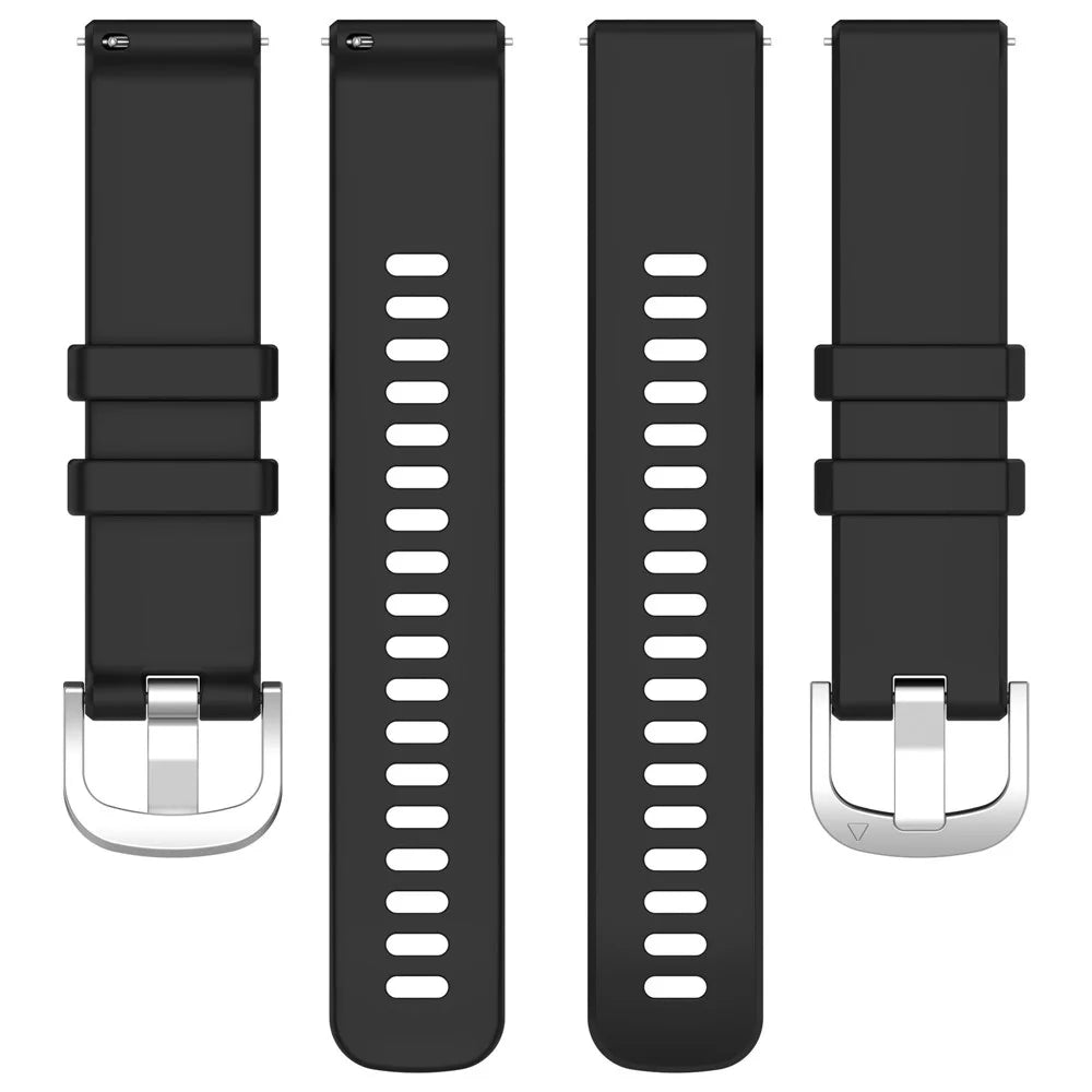 For Garmin vivoactive 5 / GarminActive 5 Watch Band 20mm Silicone Strap with Steel Buckle - Black - 4