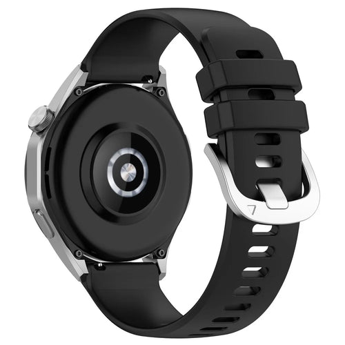 For Huawei Watch GT 5 Pro 42mm / GT 5 41mm / GT 4 41mm / Garmin Venu 3S 18mm Watch Strap Liquid Silicone Wrist Band with Steel Buckle - Black - 1