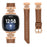 For Fitbit Versa 3 / Versa 4 / Sense / Sense 2 Rose Gold Buckle Watch Band Crown Rhinestone Wrist Strap - Brown - 2