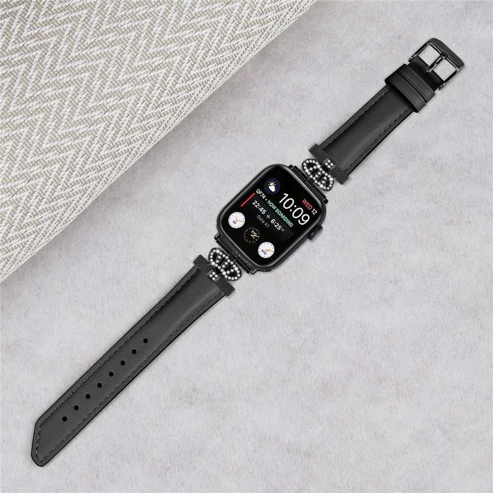 Rhinestone Band for Apple Watch Series 11 10 42mm / 9 8 7 41mm / SE3 SE2 SE 6 5 4 40mm / 3 2 1 38mm Black Buckle Watch Strap - Black - 4