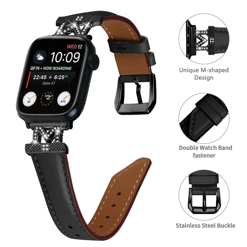 For Apple Watch Ultra 3 2 1 49mm / Series 11 10 46mm / 9 8 7 45mm / SE3 SE2 SE 6 5 4 44mm / 3 2 1 42mm Strap Watch Band with Black Buckle - Black - 3
