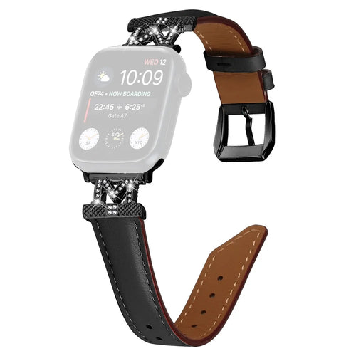 Watch Strap for Apple Watch Series 11 10 42mm / 9 8 7 41mm / SE3 SE2 SE 6 5 4 40mm / 3 2 1 38mm Band with Black Buckle - Black - 1