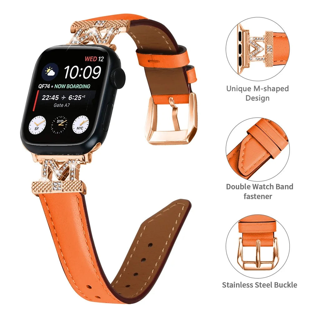 Rose Gold Buckle Strap for Apple Watch Series 11 10 42mm / 9 8 7 41mm / SE3 SE2 SE 6 5 4 40mm / 3 2 1 38mm Watch Band - Orange - 3