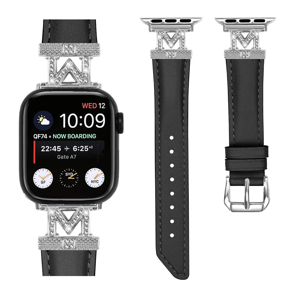 Watch Strap for Apple Watch Series 11 10 42mm / 9 8 7 41mm / SE3 SE2 SE 6 5 4 40mm / 3 2 1 38mm Silver Buckle Watch Band - Black - 2