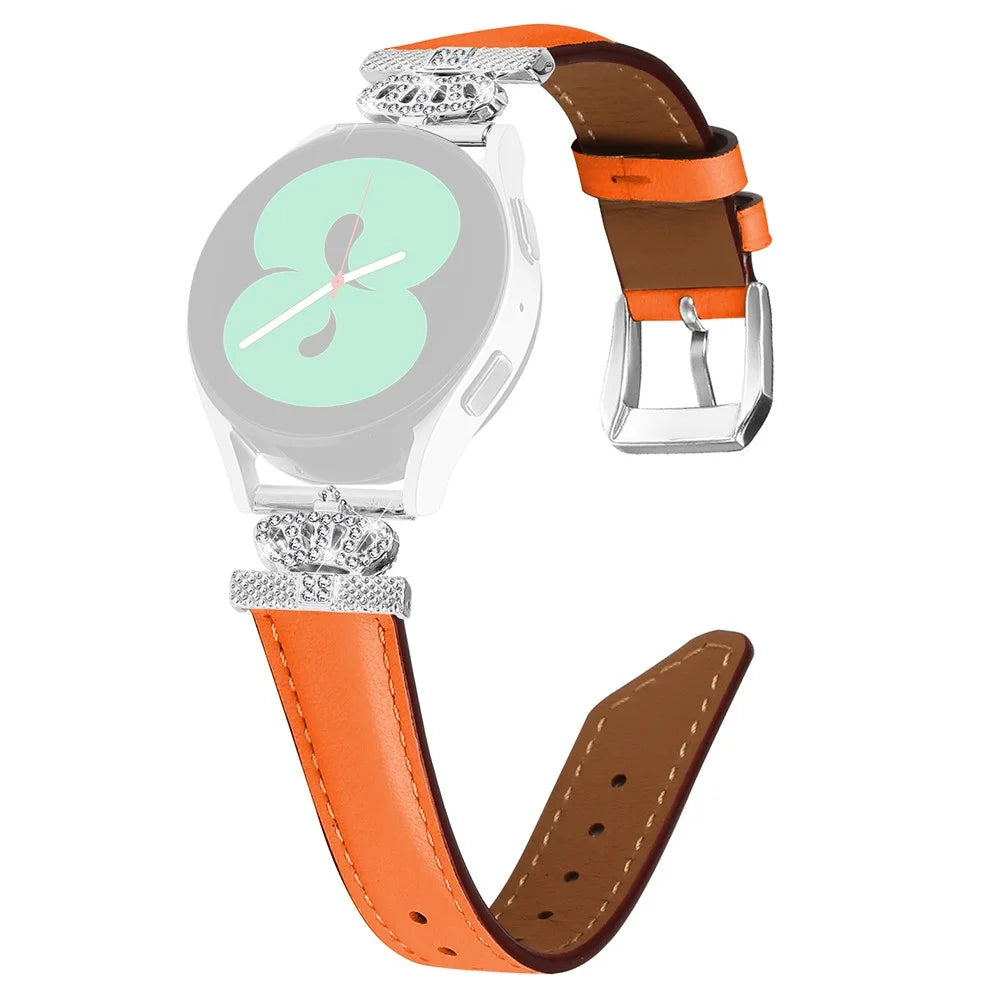 20mm Watch Band for Samsung Galaxy Watch3 41mm 45mm / Watch 5 40mm 44mm Rhinestone Crown-shape Design Strap with Silver Buckle - Orange - 1