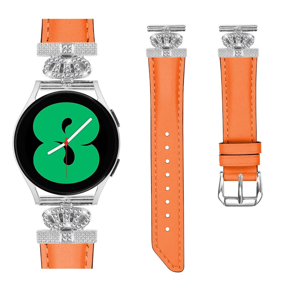 20mm Watch Band for Samsung Galaxy Watch3 41mm 45mm / Watch 5 40mm 44mm Rhinestone Crown-shape Design Strap with Silver Buckle - Orange - 2