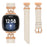 M Shape Rhinestone Watchband for Fitbit Versa 3 / Versa 4 / Sense / Sense 2 Genuine Cowhide Leather Watch Strap with Rose Gold Buckle - Apricot - 2