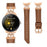 For Google Pixel Watch 4 41mm / Watch 3 41mm / Watch 2 / Watch Rose Gold Buckle Genuine Cowhide Leather Adjustable Watch Strap with M Shape Rhinestone Decor - Brown - 2