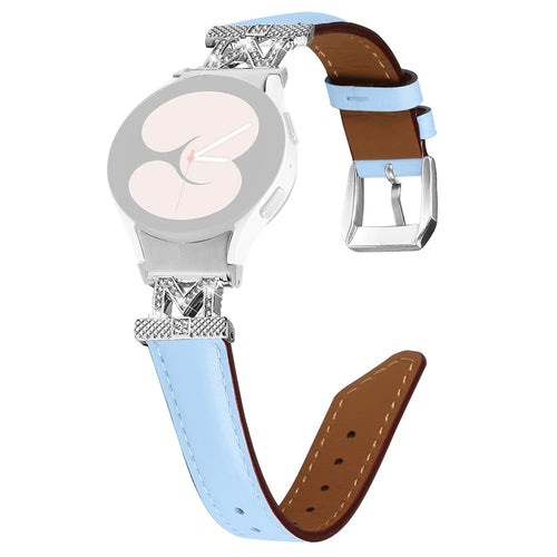 Watch Band for Samsung Galaxy Watch FE 40mm / Watch 5 / Watch4 44mm 40mm Rhinestone M-Shape Connector Bracelet Strap with Silver Buckle - Blue - 1