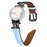 Watch Band for Samsung Galaxy Watch 5 / Watch4 44mm 40mm Rhinestone M-shape Connector Genuine Cow Leather Strap with Black Buckle - Blue - 1