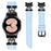 Watch Band for Samsung Galaxy Watch 5 / Watch4 44mm 40mm Rhinestone M-shape Connector Genuine Cow Leather Strap with Black Buckle - Blue - 2