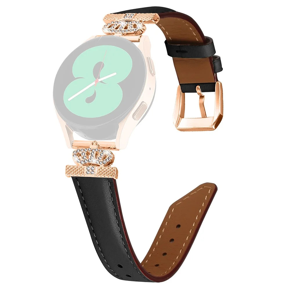For Samsung Galaxy Watch3 41mm / Watch 5 40mm / 44mm Watch Band Rose Gold Buckle 20mm Watch Strap - Black - 1