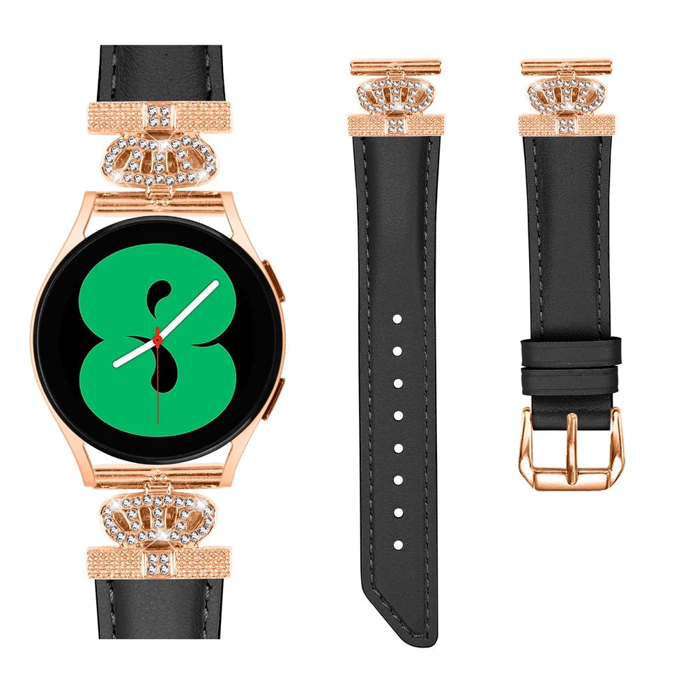 For Samsung Galaxy Watch3 41mm / Watch 5 40mm / 44mm Watch Band Rose Gold Buckle 20mm Watch Strap - Black - 2