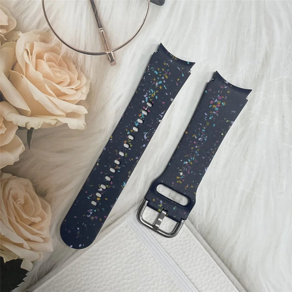 For Samsung Galaxy Watch FE 40mm / Watch6 / Watch6 Classic Band Soft Silicone Pattern Wristbands - Dark Blue - 4
