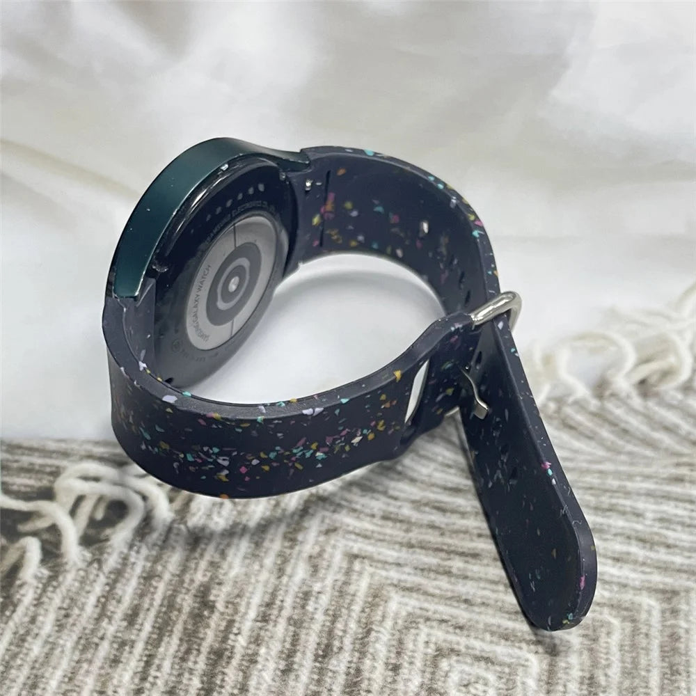 For Samsung Galaxy Watch FE 40mm / Watch6 / Watch6 Classic Band Soft Silicone Pattern Wristbands - Dark Blue - 6