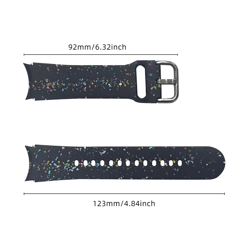 For Samsung Galaxy Watch FE 40mm / Watch6 / Watch6 Classic Band Soft Silicone Pattern Wristbands - Dark Blue - 7