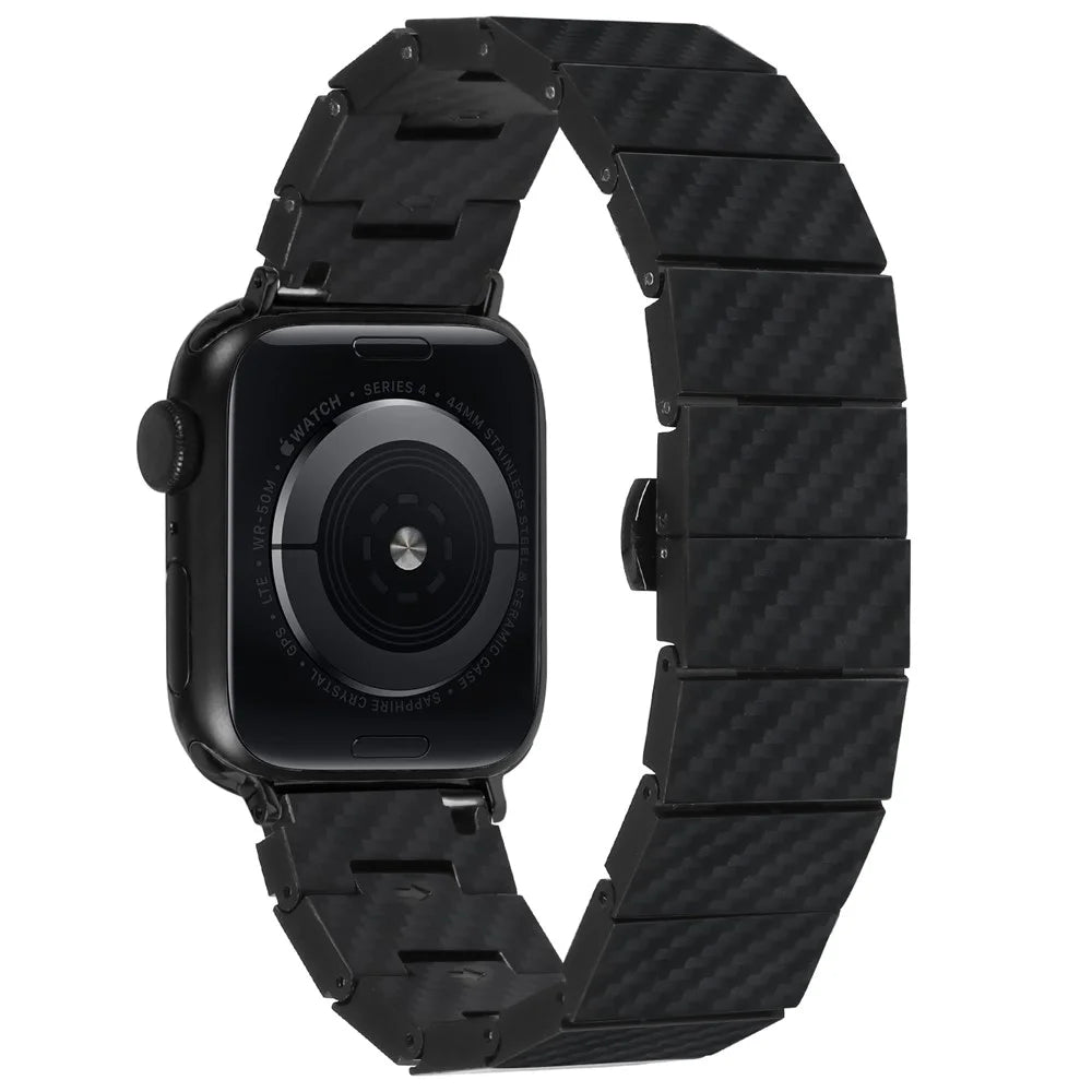 Watch Band for Apple Watch Series 11 10 42mm / 9 8 7 41mm / SE3 SE2 SE 6 5 4 40mm / 3 2 1 38mm Carbon Fiber Wrist Strap - 1
