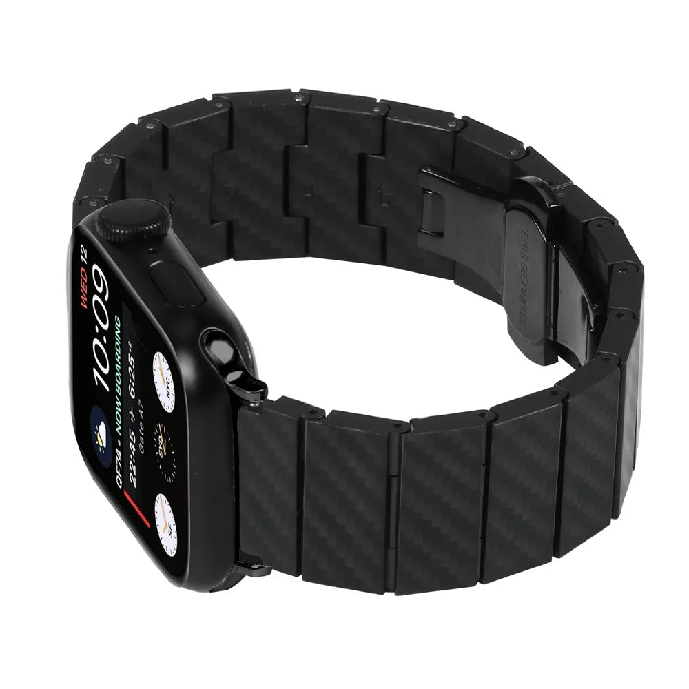 Watch Band for Apple Watch Series 11 10 42mm / 9 8 7 41mm / SE3 SE2 SE 6 5 4 40mm / 3 2 1 38mm Carbon Fiber Wrist Strap - 3