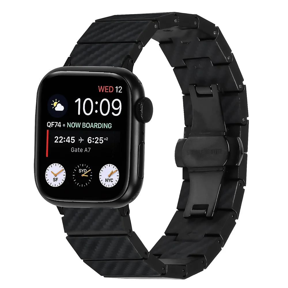 Watch Strap for Apple Watch Ultra 3 2 1 49mm / Series 11 10 46mm / 9 8 7 45mm / SE3 SE2 SE 6 5 4 44mm / 3 2 1 42mm Carbon Fiber Wristband - 2