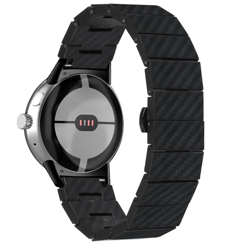 For Google Pixel Watch 4 41mm / Watch 3 41mm / Watch 2 / Watch Watch Band with Connector Carbon Fiber Texture Metal Watch Strap - 1